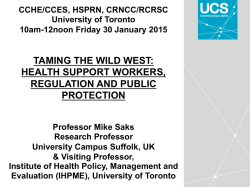 taming the wild west: health support workers, regulation and