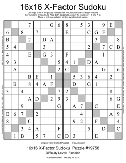16x16 X-Factor Sudoku