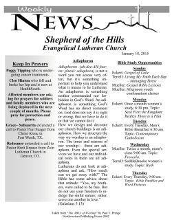 Weekly Announcements - Shepherd of the Hills Evangelical