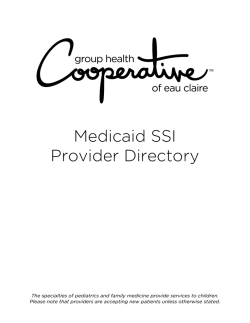 Medicaid SSI Provider Directory - Group Health Cooperative of Eau