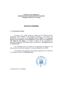 NOTICE OF HEARING