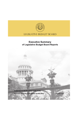 LBB Executive Summary - Legislative Budget Board