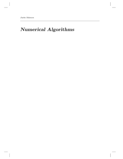 Numerical Algorithms - Stanford University