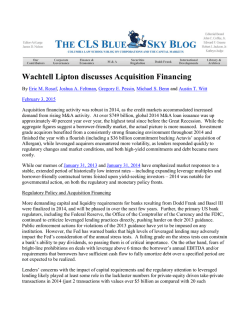 Rosof, Eric M. et al "Acquisition Financing: the Year Behind and the