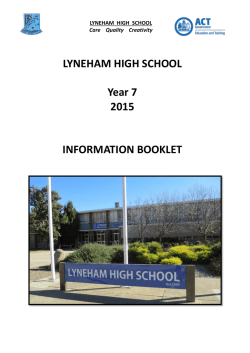 LYNEHAM HIGH SCHOOL Year 7 2015 INFORMATION BOOKLET