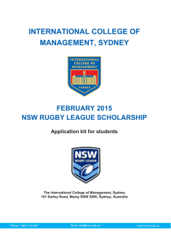 ICMS NSW RUGBY LEAGUE SCHOLARSHIP APPLICATION FORM