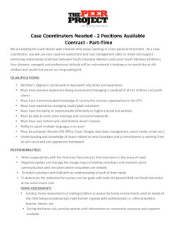 Case Coordinators - Youth Assisting Youth