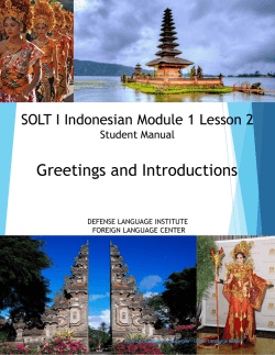 SOLT I Indonesian Module 1 Lesson 2 Student Manual
