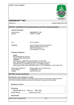 GREENBASE™ HEC Warning - Chevron Phillips Chemical Company