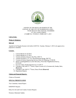 AGENDA OF THE REGULAR SESSION OF THE
