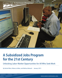 A Subsidized Jobs Program for the 21st Century