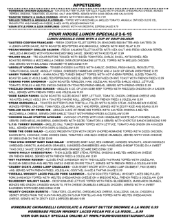 Lunch Specials - The Pour House Restaurant