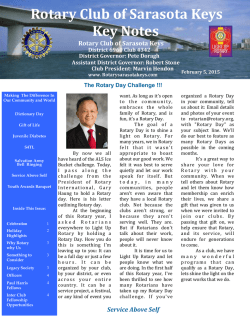 Current Keynotes - Rotary Club of the Sarasota Keys, Florida, USA