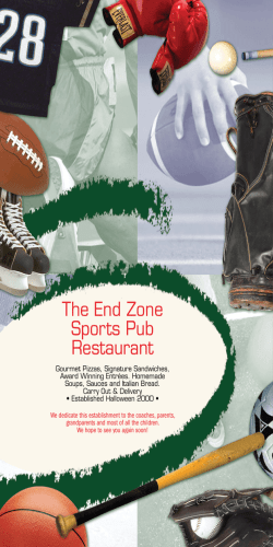 Restaurant Menu - The End Zone Sports Pub and Restaurant