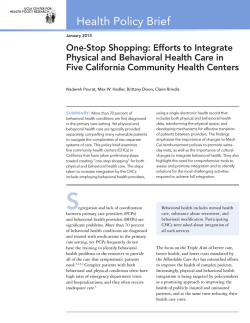 Policy Brief: One-Stop Shopping: Efforts to Integrate Physical and
