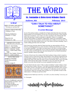 Parish Newsletter - Sts. Constantine and Helen Greek Orthodox
