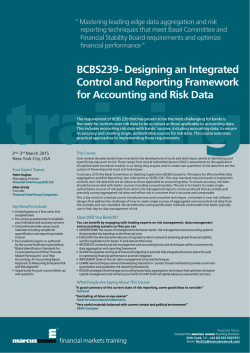 BCBS239- Designing an Integrated Control and Reporting