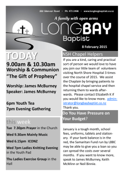 Read this weeks bulletin - Long Bay Baptist Church