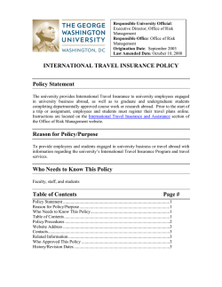 INTERNATIONAL TRAVEL INSURANCE POLICY Policy Statement