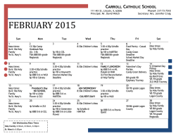 Carroll Catholic School February Calendar