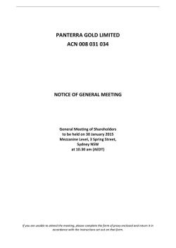 Notice of General Meeting - Friday 30 January 2015