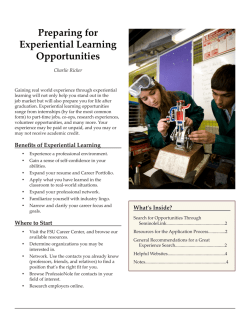 Preparing for Experiential Learning Opportunities