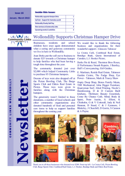 quarterly newsletter. - Community Links Wollondilly