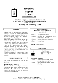1 st February - Woodley Baptist Church