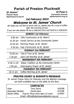 Weekly Notice Sheet - St James and St Peters, Parish of Preston