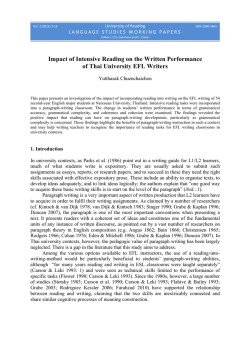 Impact of Intensive Reading on the Written Performance of Thai