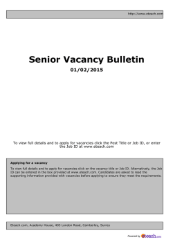 Senior Vacancy Bulletin 01/02/2015