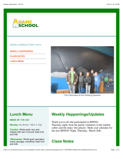 Weekly Newsletter 1/16/15