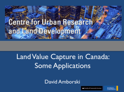 Land Value Capture in Canada: Some Applications