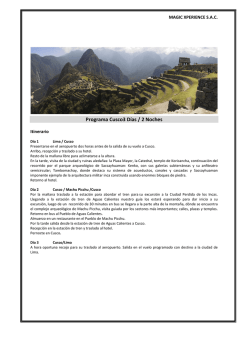 Programa Cusco3 Días / 2 Noches