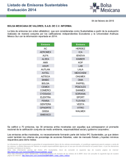 Lista de Emisoras Calificadas para el IPC Sustentable Enero 2015
