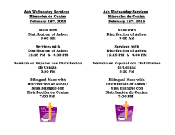Ash Wednesday Services Miercoles de Ceniza February 18th, 2015