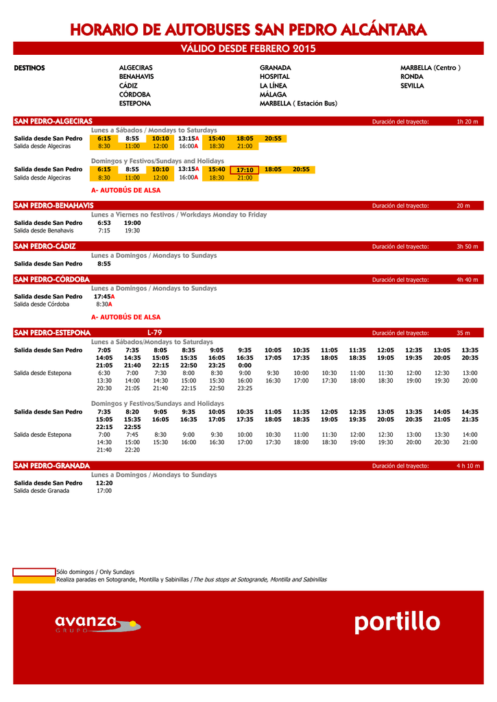 HORARIO DE AUTOBUSES SAN PEDRO ALCÁNTARA