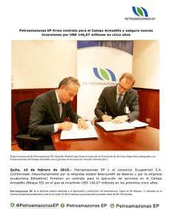 Petroamazonas EP firma contrato para el Campo Armadillo y