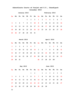 Subordinate Courts of Punjab and U.T., Chandigarh Calendar 2015