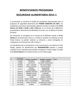 BENEFICIARIOS PROGRAMA SEGURIDAD ALIMENTARIA 2015-1