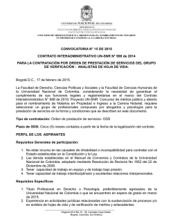 Convocatoria No. 015 de 2015 - Facultad de Derecho, Ciencias