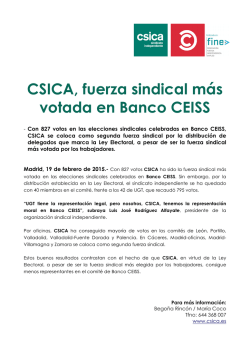 CSICA, fuerza sindical más votada en Banco CEISS