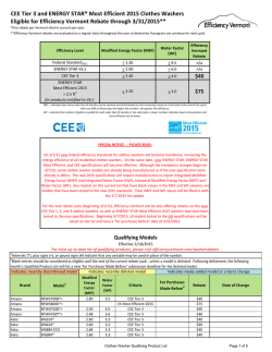 CEE Tier 3 and ENERGY STAR® Most Efficient 2015 Clothes