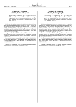 Resolució de 13 de febrer de 2015, de la Direcció General d
