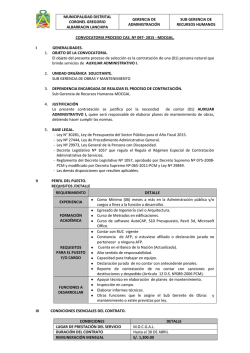 CONVOCATORIA PROCESO CAS. Nº 097- 2015