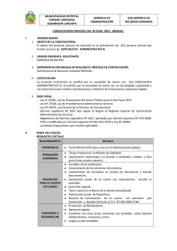CONVOCATORIA PROCESO CAS. Nº 0105- 2015