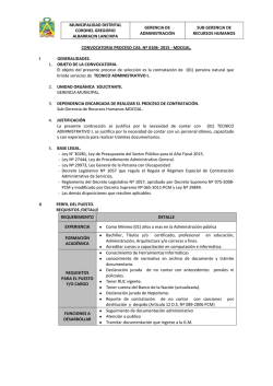 CONVOCATORIA PROCESO CAS. Nº 0106- 2015