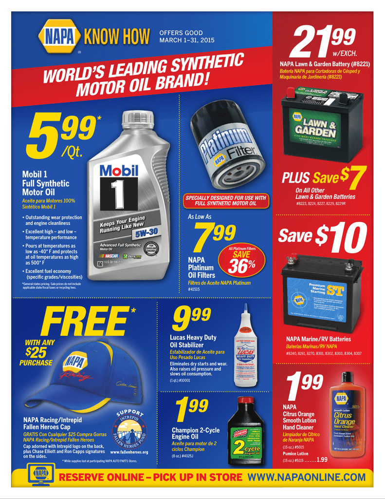 MARCH 2015Retail Sales Flyer Star Group NAPA Auto Parts Stores