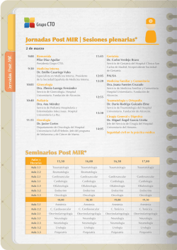 Jornadas Post MIR | Sesiones plenarias* Seminarios