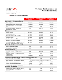 Costos y Comisiones de los Productos de HSBC